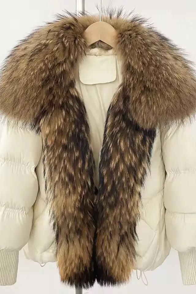 Luxus Jacke mit Kunstpelzkragen - Bajeni