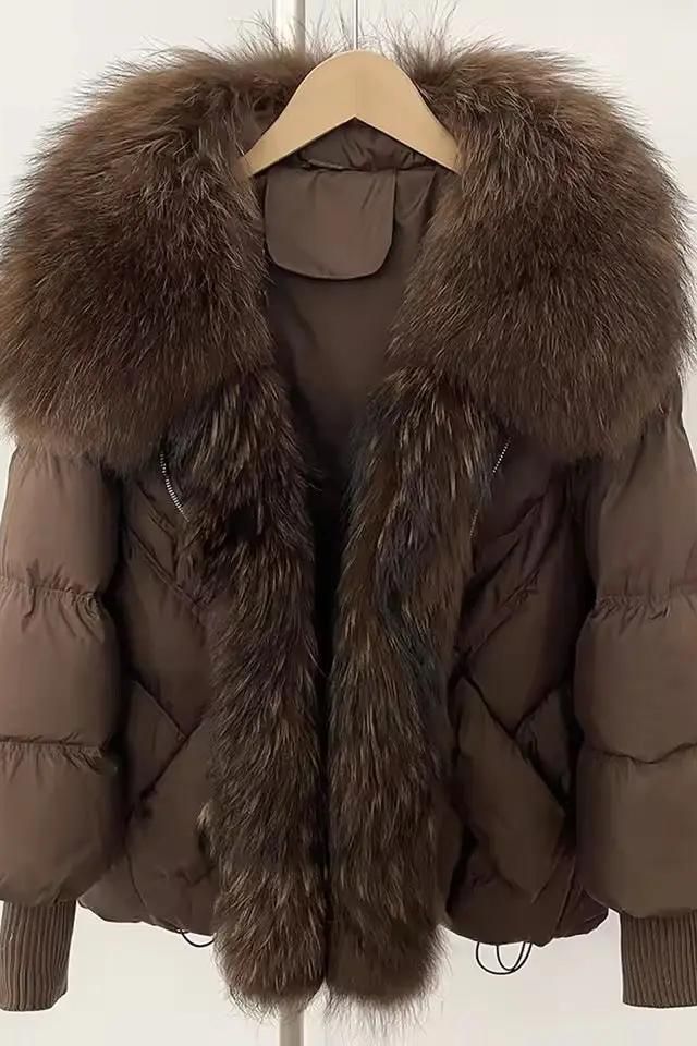 Luxus Jacke mit Kunstpelzkragen - Bajeni