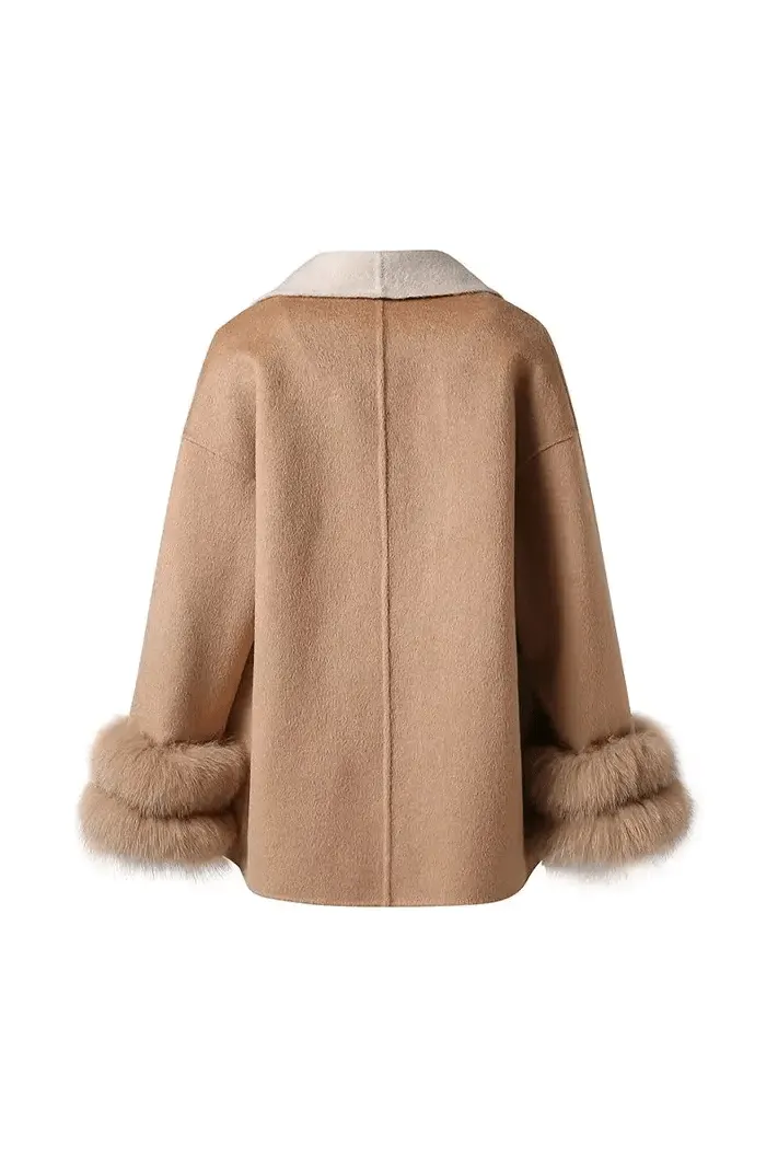 Aurora Wool Coat – Faux Fur Cuffs - Bajeni