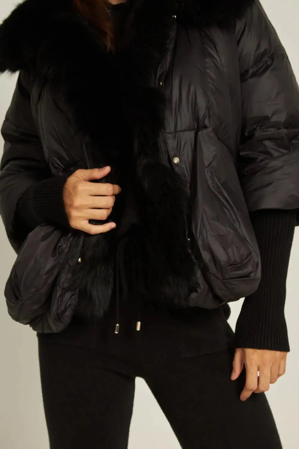 Luxus Jacke mit Kunstpelzkragen - Bajeni