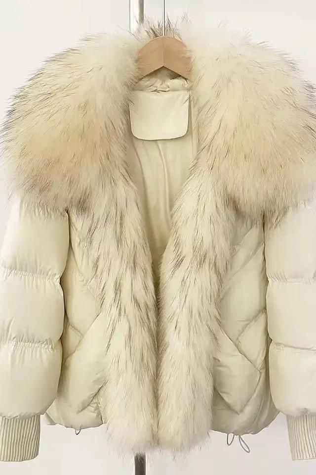 Luxus Jacke mit Kunstpelzkragen - Bajeni