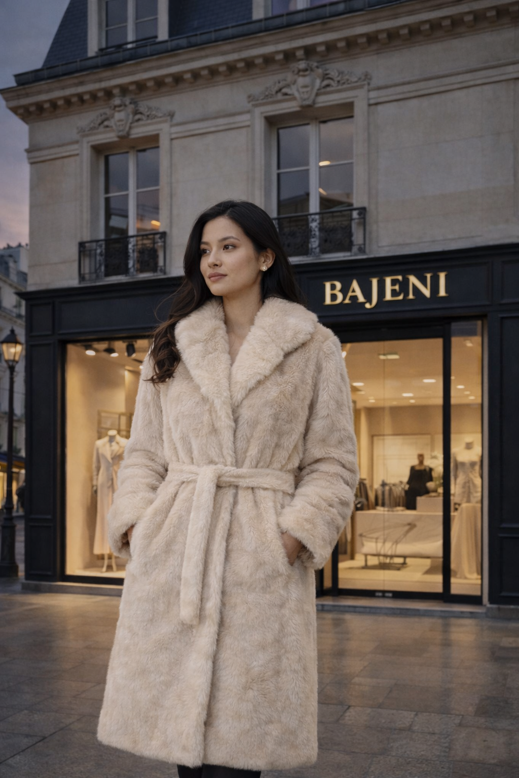 Luxuriöser Designer Mantel mit Fellkragen – Soéra Élan