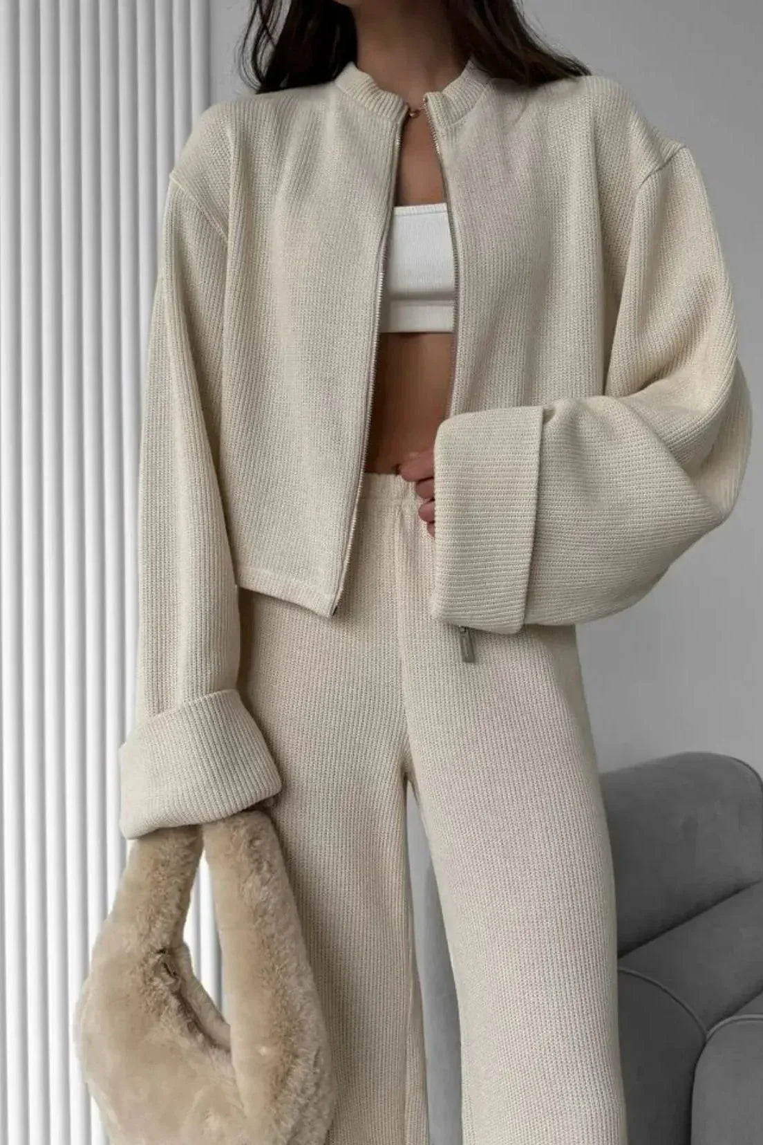 Knit Zip Set – Moderner Strick-Zweiteiler - Bajeni